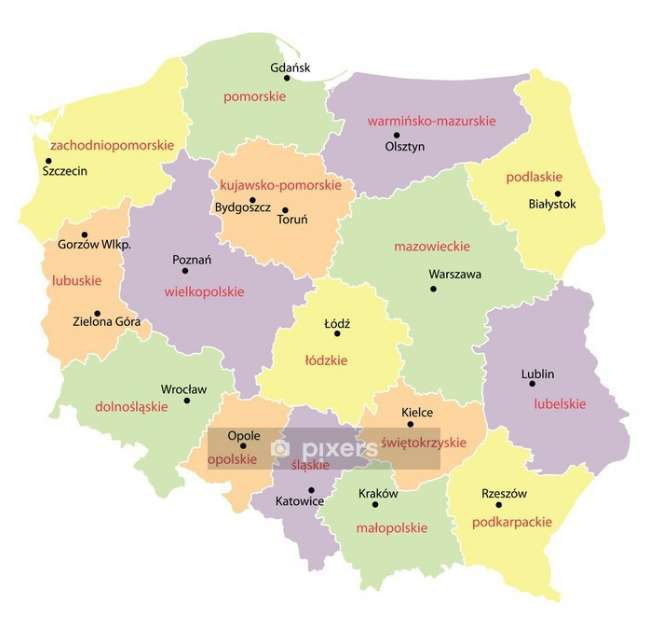 Map of Poland showing Szczecin in West Pomerania